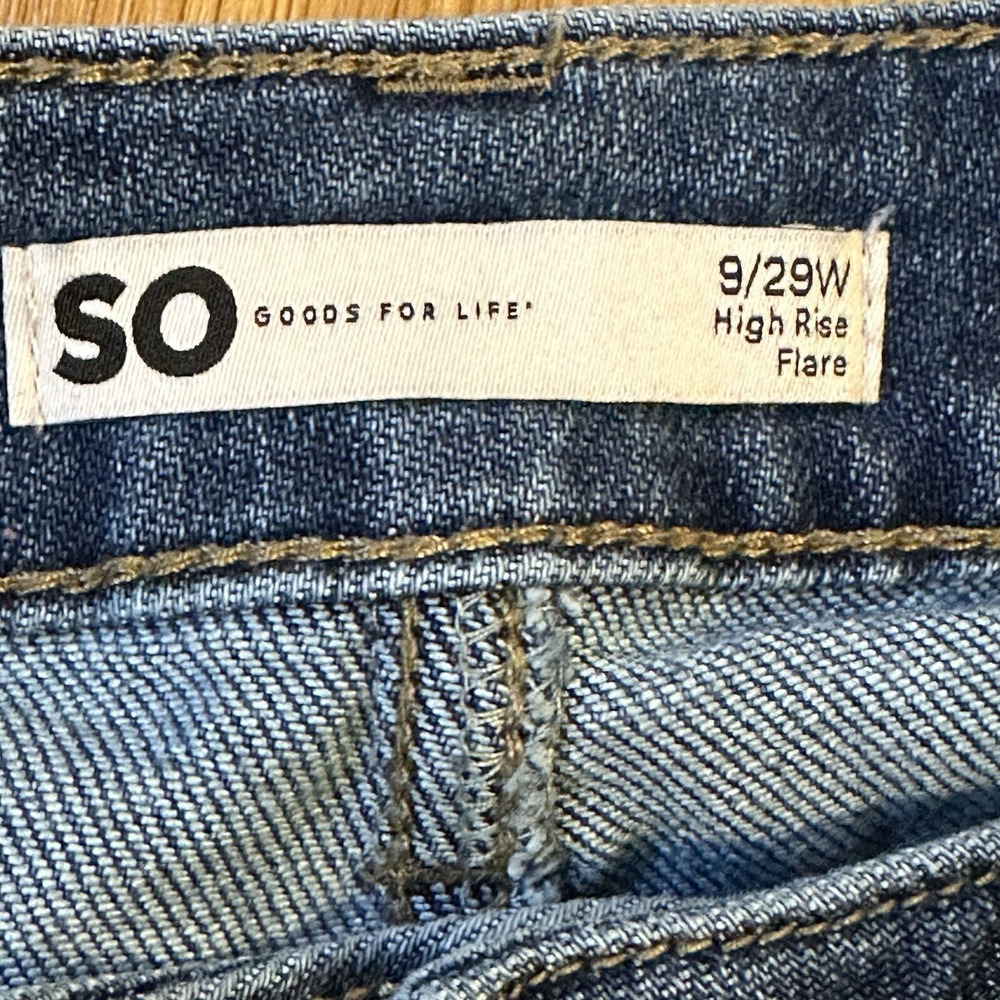 SO Button Fly Flare Leg Jeans Women's Size 9 Med Wash Blue Denim 29x31 Kendrick‎ - Picture 15 of 16